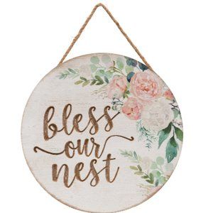 NEW | Farmhouse Bless Our Nest Hanging Wall Sign